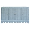 Worlds Away Beatrice Updated Traditional Light Blue Rattan Buffet