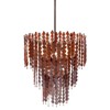 Celine Modern Brass Leather Disc Cascading Chandelier