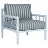 Tracey French Green Stripe Sunbrella Light Blue Aluminum Outdoor Lounge Chair