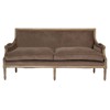 Renaud French Country Brown Velvet Oak Sofa - 70"