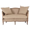 Lettie French Country Beige Hemp Linen Oak Settee