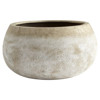 Courtney French Distressed Ash Stone Beige Round Terracotta Planter - Large
