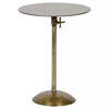 Faelix Industrial Loft Brass Metal Round Pedestal Adjustable Height Side Table