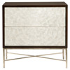 Calli Modern Regency White Capiz Shell Gold Steel 2 Drawer Nightstand
