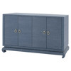 Meredith Regency Navy Blue Grasscloth Chow Cabinet