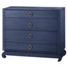 Ming Regency Navy Grasscloth Chow Dresser - 4 Drawer