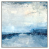 Isabella Coastal Beach Blue Abstract Painting 2 with Silver Frame