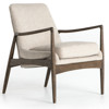 Olena Mid Century Beige Upholstered Brown Wood Frame Living Room Arm Chair