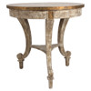 Sayer French Rustic Gilt Cream Wood End Table