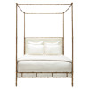 Diego Ivory Sculpted Gold Metal Canopy Bed - Queen