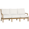 Haley French White Cushion Natural Teak Outdoor Sofa - 81.75"W