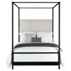 Quade Sugarshack Pearl Performance Upholstered Matte Black Iron Canopy Bed - Full