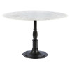 Hervey French White Marble Dark Grey Iron Pedestal Dining Table - 48"