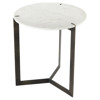 Malin Industrial Loft White Marble Brass Iron Round End Table