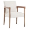 Jolie French Cream Upholstered Brown Oak Wood Leather Wrapped Dining Arm Chair