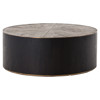 Primo Rustic Lodge Round Oak Wood Black Round Coffee Table
