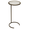 Worlds Away Monaco Industrial Loft Mirror Top Bronze Metal C Side Table