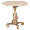Brigitte French Country Antique Oak Travertine Top Round Bistro Dining Table - 30"W