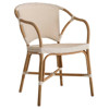 Val Coastal Beach Beige Woven Rattan Dining Arm Chair