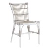 Eli Coastal Beach White Woven Faux Rattan Frame Outdoor Dining Chair