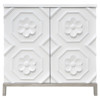 Tyrol Modern White Hardwood Flower Detail 2 Door Nightstand