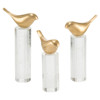 John-Richard Hollywood Set Of Three Perched Crystal Rod Base Brass Bird
