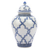 Turia French Country Blue and White Large 23in Porcelain Greek Grids Heaven Jar