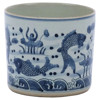 Keyla Modern Classic Blue and White Porcelain Fish Orchid Planter