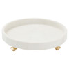 Claudia Modern Gold Footed Round Marble Tray - White
