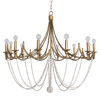 Sandra French Country Wood Bead Gold Metal Chandelier