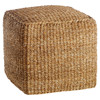 Zuri French Country Thick Cushion Woven Seagrass Square Pouf