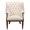 Marcel French Country Tufted White Linen Living Room Occasional Arm Chair
