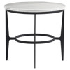 Cleo Modern Classic Round White Faux Marble Top Black Metal End Table