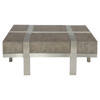 Esmond Industrial Loft Square Grey Oak Wood Steel Coffee Table