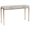 Morand Modern Grey Faux Shagreen Antique Gold Metal Console Table