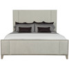 Landon Modern Masculine Beige Upholstered Panel Grey Wood Bed - King
