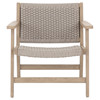 Dion Coastal Light Grey Woven Rope Washed Natural Teak Wood Outdoor Arm Chair