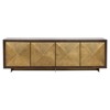Vince Modern Antique Gold Faceted Door Panel Dark Walnut Wood Sideboard