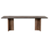 Nora Rustic Lodge Beige Walnut Wood Grey Iron Strap Rectangular Dining Table - 94"W