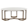 Zia Regency Geometric Gold Frame Round White Marble Top Round Coffee Table