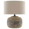 Vivian Modern Classic Round Beige Linen Shade Grey Concrete Table Lamp