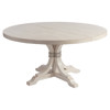Magnolia French Country Whitewash Round Extendable Dining Table - 60-80"W
