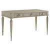 Chloe French Country Grey Leather Surface Silver Leaf Wood Writing Desk