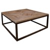 Gramercy Modern Rustic Reclaimed Parquet Wood Iron Square Coffee Table