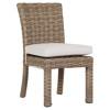 Aria Coastal Beige Cushion Brown Outdoor Dining Side Chair