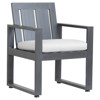 Finn Modern Grey Cushion Metal Outdoor Dining Arm Chair