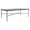 Aurore French Country Glass Top Black Metal Outdoor Dining Table - 84"W
