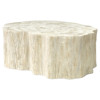 Palecek Camilla Coastal Beach White Inlaid Fossilized Clam Oval Coffee Table