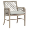 Palecek Montecito Coastal Abaca Grey Woven Teak White Cushion Outdoor Arm Chair