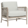Palecek Montecito Coastal Abaca Grey Woven Teak White Cushion Outdoor Lounge Chair